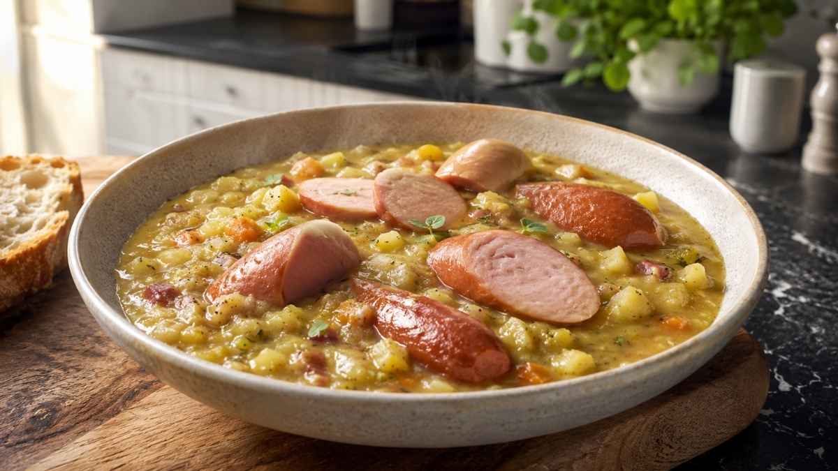 Erbsensuppe mit Würstchen