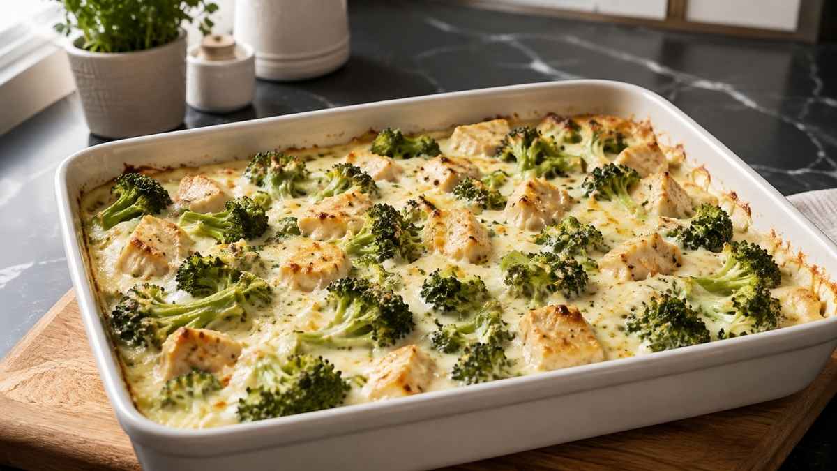 Low-Carb Brokkoli-Auflauf mit Hähnchen