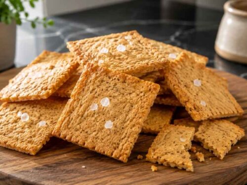 Low Carb Mandel-Cracker frisch gebacken auf einem Kuchengitter
