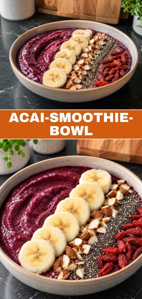 Acai-Smoothie-Bowl 4 Cremige Acai-Smoothie-Bowl mit Toppings, Rezept in 10 Minuten fertig