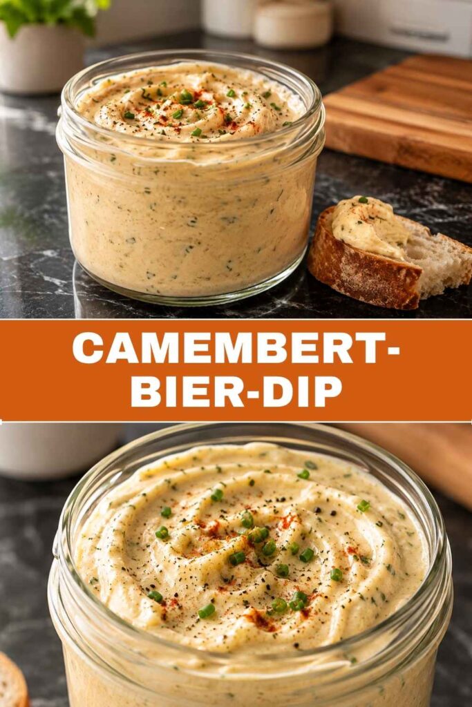 Camembert-Bier-Dip Rezept zum Pinnen, cremiger Snack für die Brotzeit