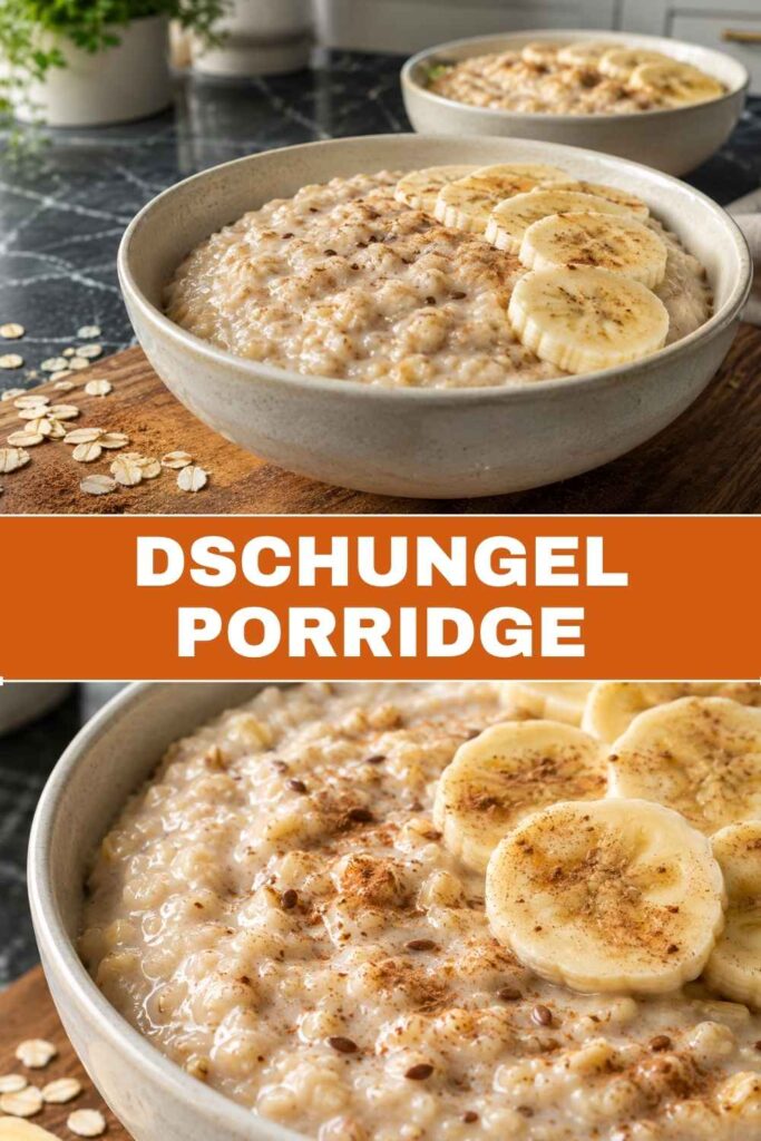 Pinterest-Pin für Dschungel Porridge, cremiges Bananen-Frühstück in 20 Minuten