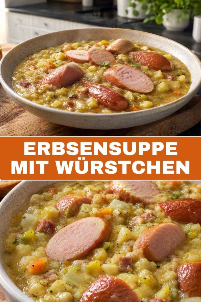 Erbsensuppe mit Würstchen Rezept zum Merken auf Pinterest