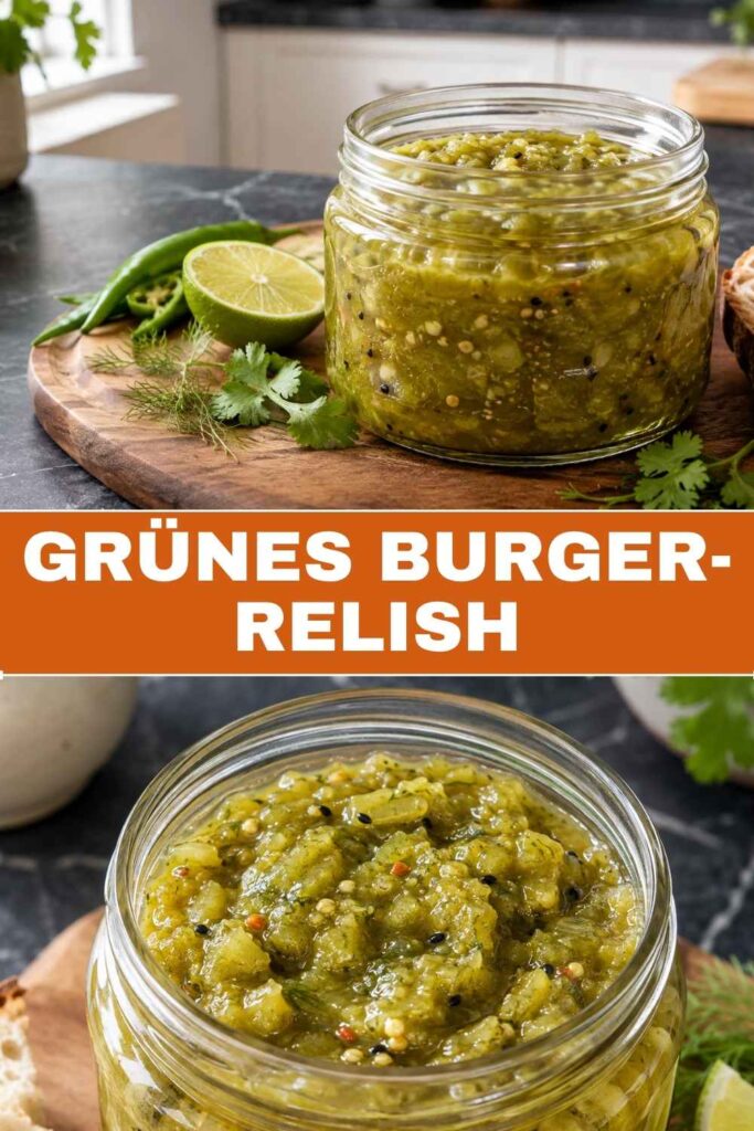 Grünes Burger-Relish Rezept zum Selbermachen, Pinterest-Pin