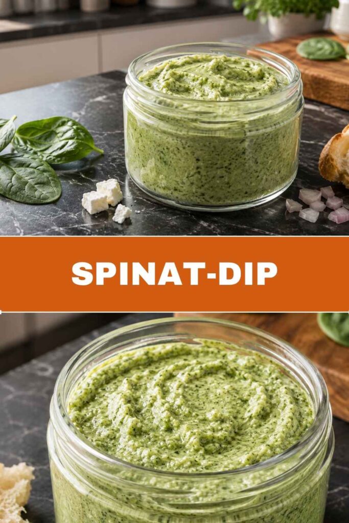 Pinterest-Pin für Spinat-Dip mit Feta, cremiger Grill-Dip in 15 Minuten zubereitet