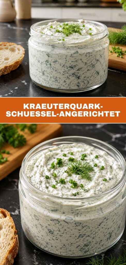 Pinterest-Pin für schnellen Kräuterquark, cremig und in 15 Minuten fertig