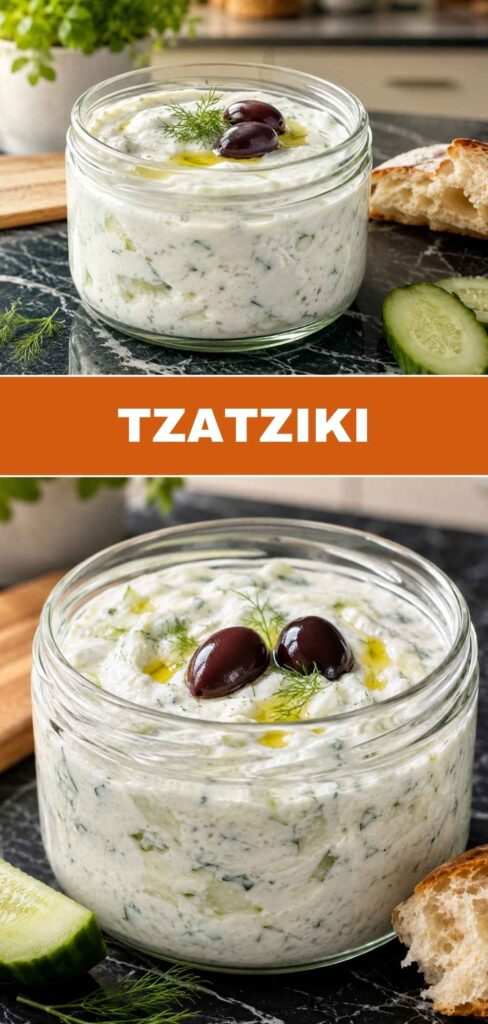 Pinterest-Grafik: Tzatziki selber machen, cremiger griechischer Joghurt-Dip