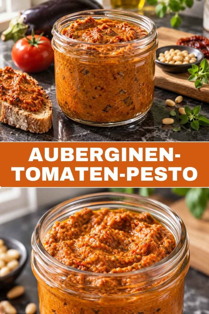 Auberginen-Tomaten-Pesto 4 Auberginen-Tomaten-Pesto Rezept zum Merken auf Pinterest, cremig in 25 Minuten