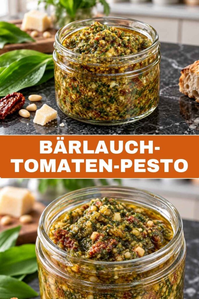 Bärlauch-Tomaten-Pesto 4 Pinterest Pin Bärlauch-Tomaten-Pesto Rezept, fertig in 5 Minuten