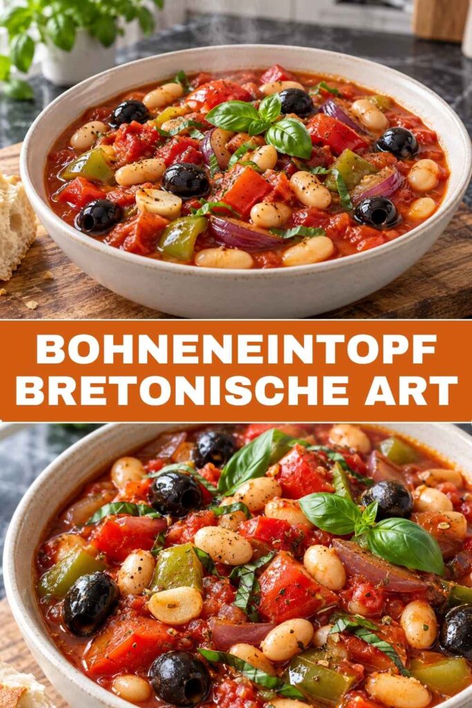 Pinterest-Pin für Bohneneintopf bretonische Art, herzhafter Eintopf in 35 Minuten