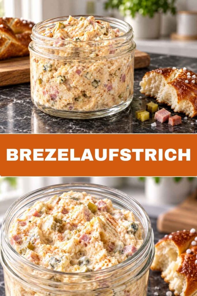 Brezelaufstrich Rezept, blitzschneller Partydip in 5 Minuten, Pin-Grafik