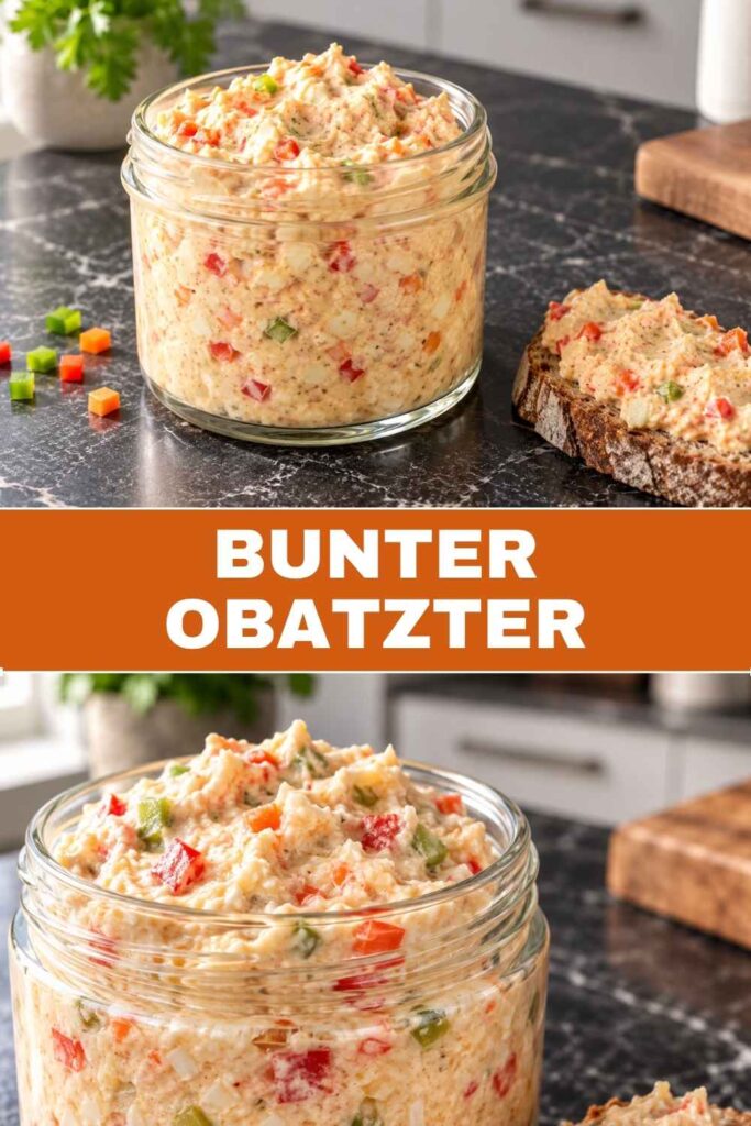 Pinterest Pin Bunter Obatzter cremiger Käse-Dip Rezept