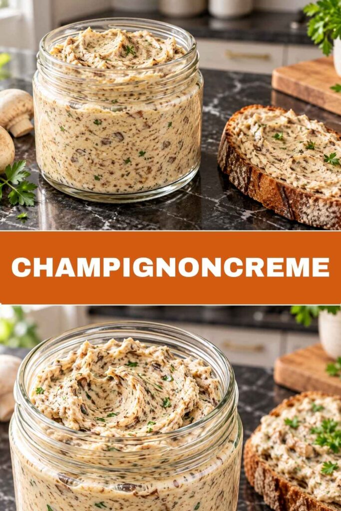 Champignoncreme Rezept in 10 Minuten, Weitwinkel und Nahaufnahme kombiniert