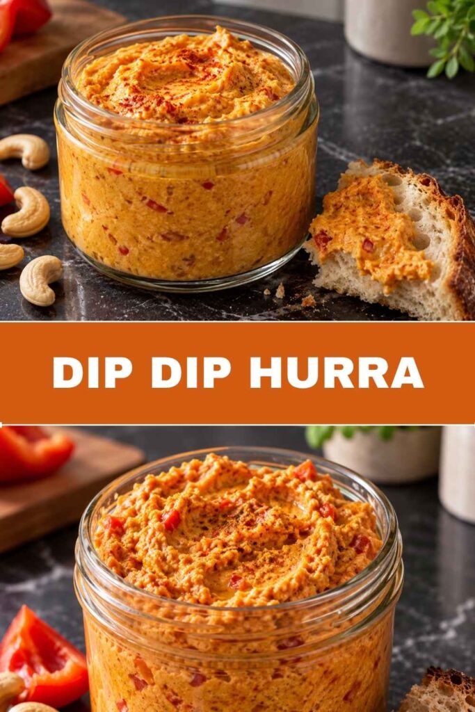 Pinterest-Pin für Dip Dip Hurra, cremiger Cashew-Frischkäse-Dip, Rezept in 10 Minuten