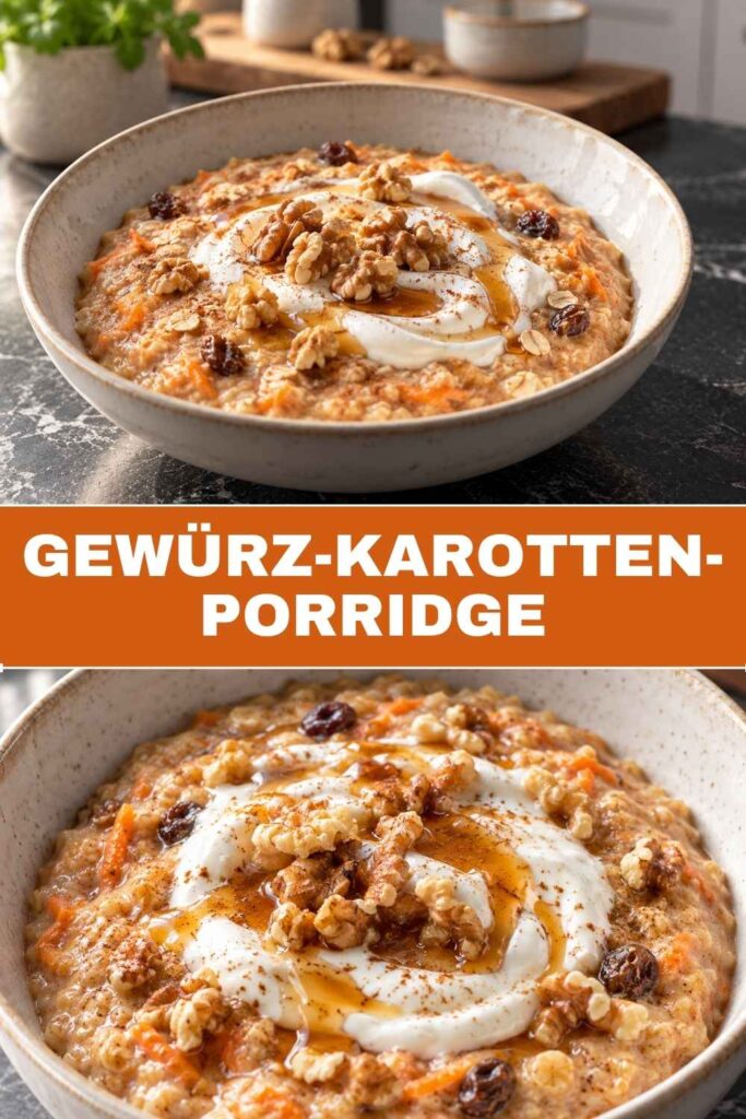 Pin-Grafik Gewürz-Karotten-Porridge, warmes Frühstück in 25 Minuten