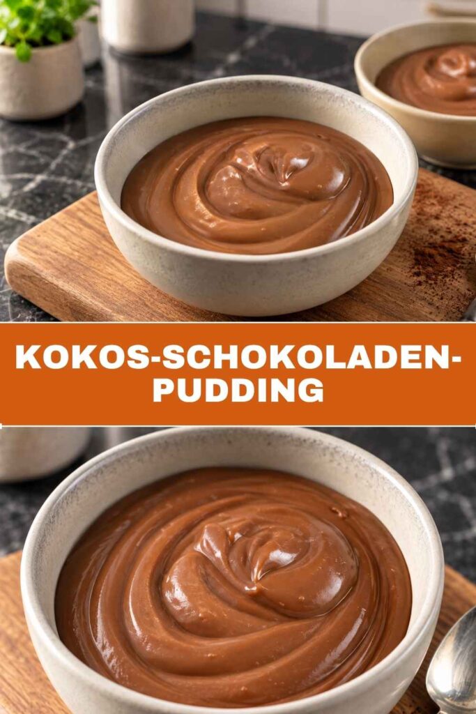 Pin mit Kokos-Schokoladen-Pudding ohne Milch, Rezept mit nur 5 Zutaten