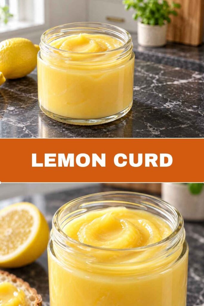 Lemon Curd selbst machen: cremig und in 20 Minuten fertig, Glas und Nahaufnahme im Pin