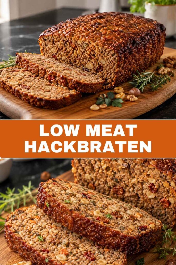 Low Meat Hackbraten Rezept zum Merken auf Pinterest, mit Nüssen und Kräutern
