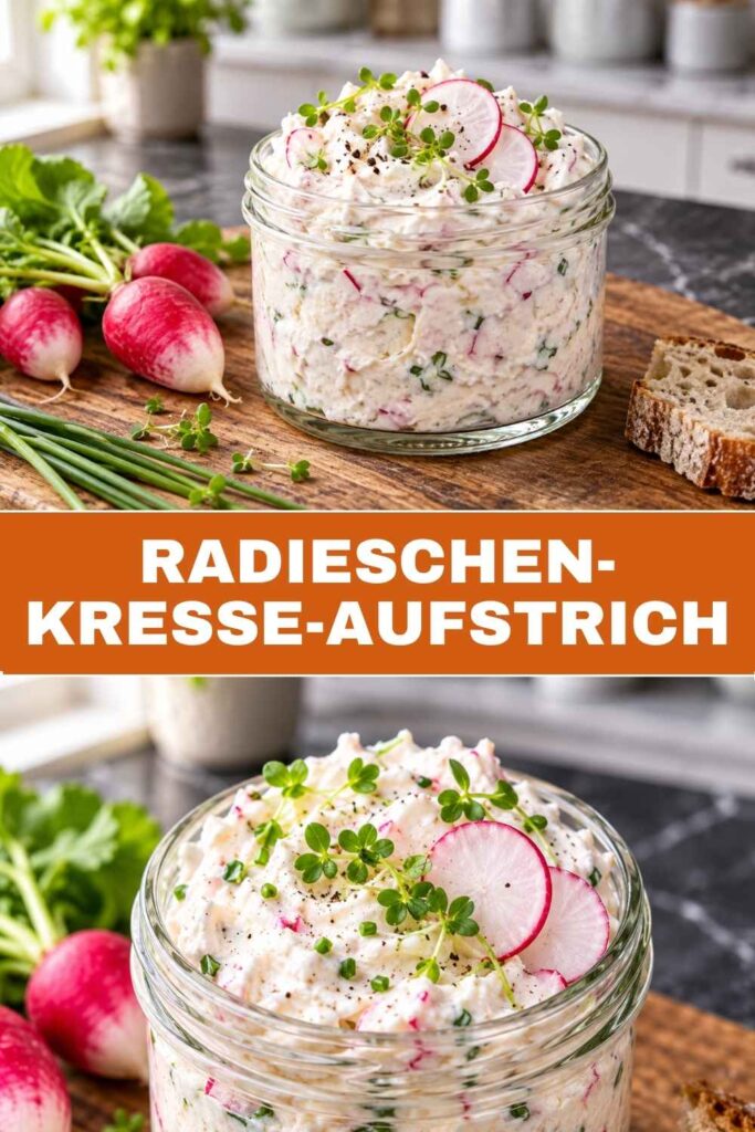 Pinterest-Pin Radieschen-Kresse-Aufstrich Rezept