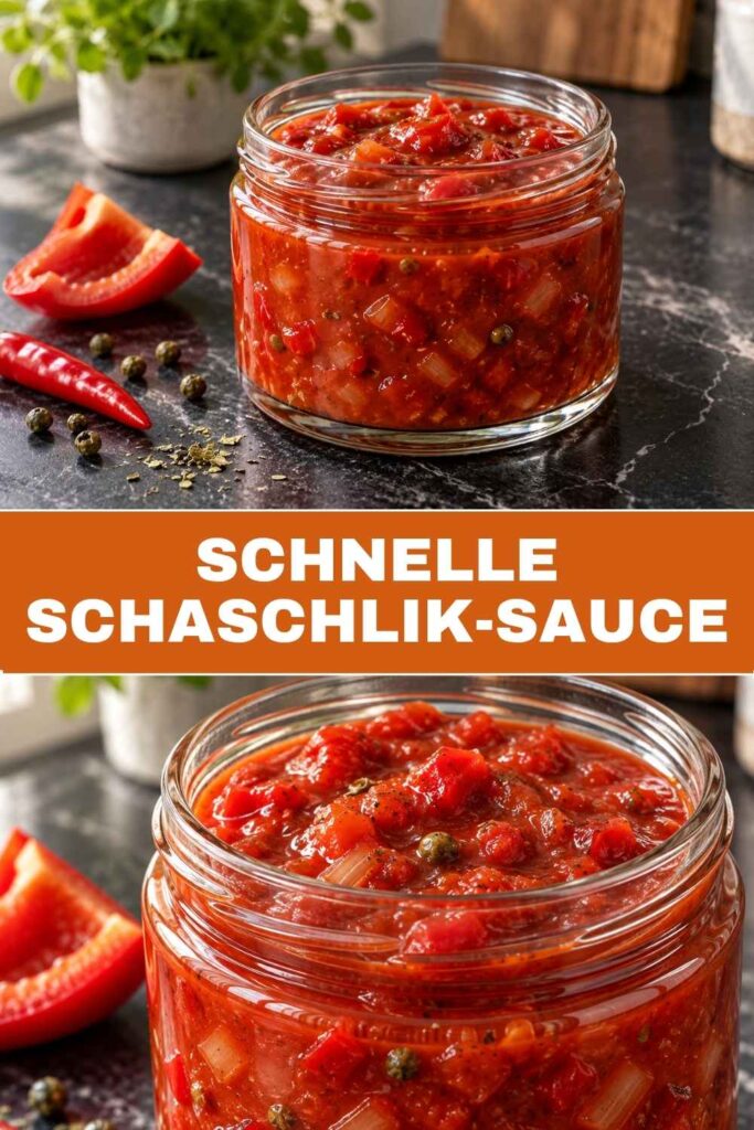 Schaschlik-Sauce 4 Pinterest-Pin Schaschlik-Sauce selber machen, Rezept in 25 Minuten