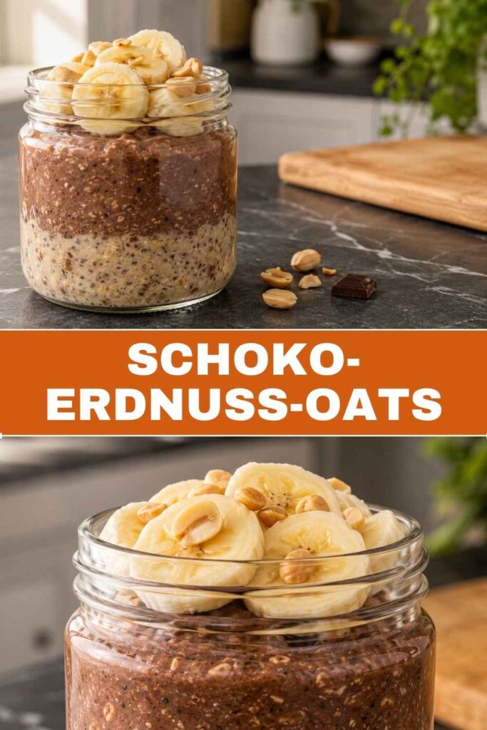 Schoko-Erdnuss-Oats Rezept zum Vorbereiten, cremiges Overnight-Frühstück