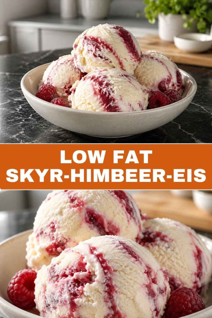 Skyr-Himbeer-Eis 4 Skyr-Himbeer-Eis Rezept zum Selbermachen ohne Eismaschine, Pinterest-Grafik