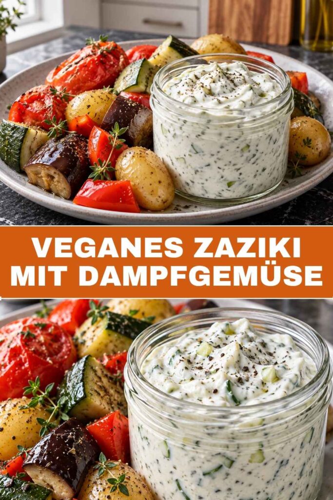 Veganes Zaziki mit Dampfgemüse, Rezept für ein leichtes Sommergericht ohne Ofen